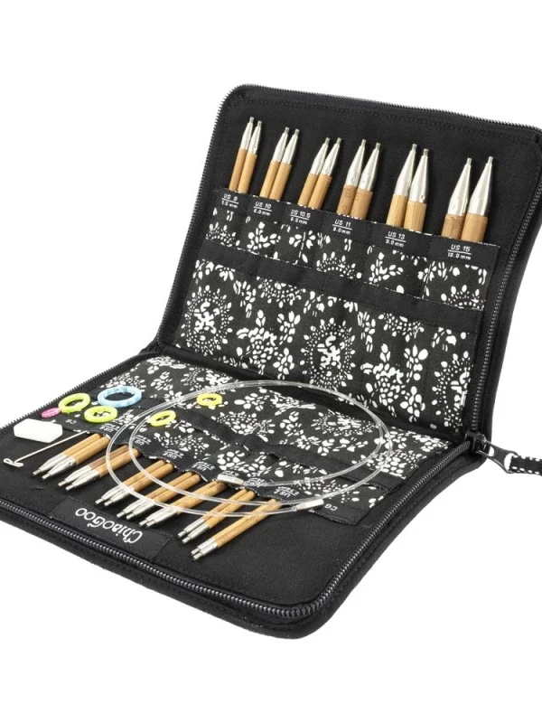 Kit de agujas intercambiables de bambú Chiaogoo, 13 cm de ancho