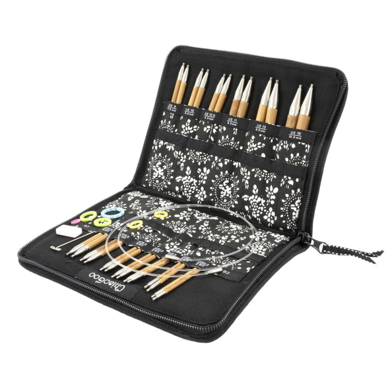 Kit de agujas intercambiables de bambú Chiaogoo, 13 cm de ancho